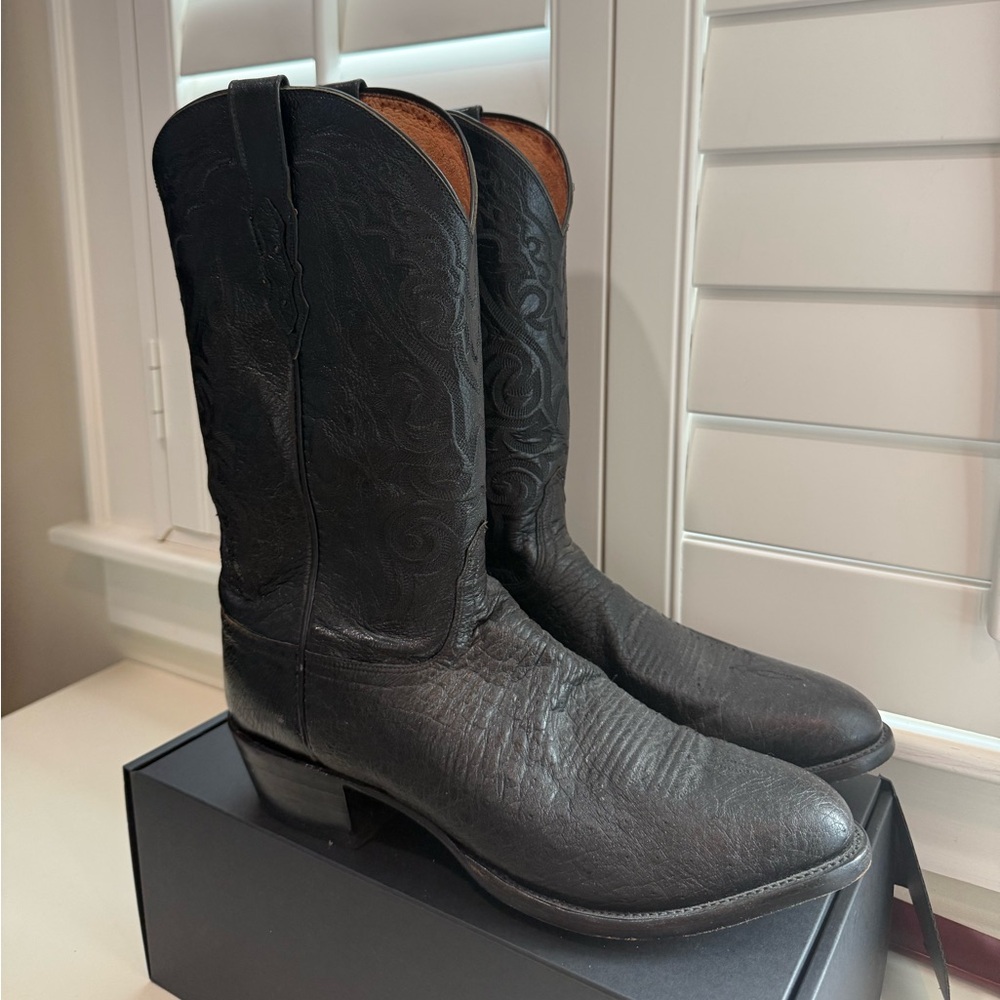 Lucchese Black Western Cowboy Boots